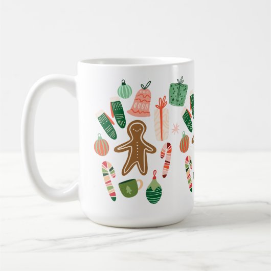 Whimsical Christmas Pattern Keramische Mok (Links)