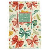 Whimsical Christmas Pattern Medium Cadeauzakje (Achterkant)