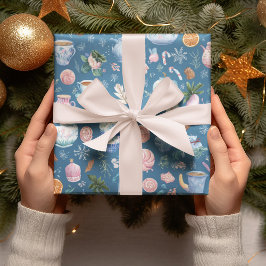 Whimsical Christmas Pattern Wrapping Paper  Cadeaupapier