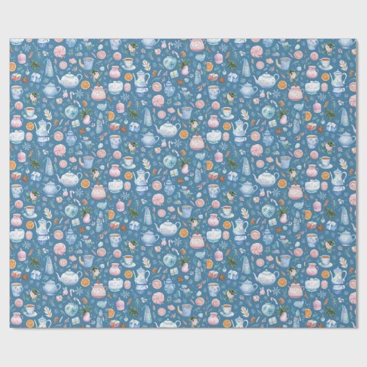 Whimsical Christmas Pattern Wrapping Paper  Cadeaupapier (Vlak)