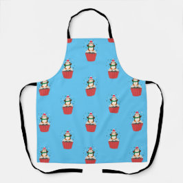 Whimsical Christmas Penguin Cupcake Apron Schort