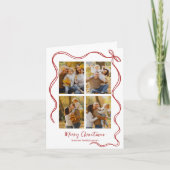 Whimsical Christmas Photo Card with Red Bow Feestdagen Kaart (Voorkant)