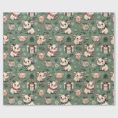 Whimsical Christmas Pigs Flat Sheet Holiday Wrap Cadeaupapier (Vlak)