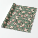 Whimsical Christmas Pigs Flat Sheet Holiday Wrap Cadeaupapier<br><div class="desc">Wikkel uw geschenken in feestvreugde met dit charmante kerstvarken inpakpapier! Met schattige, zacht expressieve zwijnen versierd met feestelijke sjaals en omringd door vakantieaccenten zoals cadeaus, sneeuwvlokken en bomen, voegt dit inpakpapier een speelse maar toch elegante toets toe aan uw cadeaus. Gelegen tegen een gezellige bosgroene achtergrond, brengt het ontwerp warmte...</div>