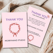 Whimsical Christmas Pink Wreath Funky Bedankkaart