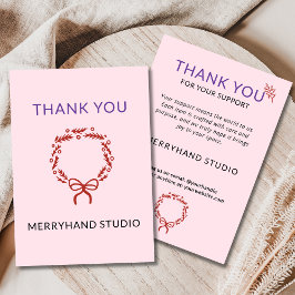 Whimsical Christmas Pink Wreath Funky Bedankkaart