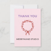 Whimsical Christmas Pink Wreath Funky Bedankkaart (Voorkant)