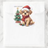 Whimsical Christmas Puppy Sticker | "Merry Christm (Tas)