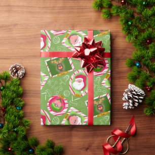 Whimsical Christmas Red & Green Santa's Helpers Cadeaupapier