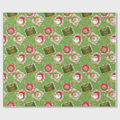 Whimsical Christmas Red & Green Santa's Helpers Cadeaupapier (Vlak)