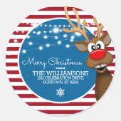 Whimsical Christmas Reindeer Envelope Seals Ronde Sticker (Voorkant)