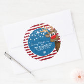 Whimsical Christmas Reindeer Envelope Seals Ronde Sticker (Envelop)