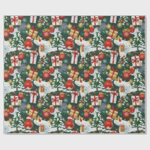 Whimsical Christmas Robin inpakpapier