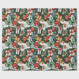Whimsical Christmas Robin inpakpapier