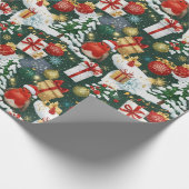 Whimsical Christmas Robin inpakpapier (Hoek)
