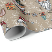 Whimsical Christmas Santa and Snowman  Cadeaupapier (Rol Hoek)