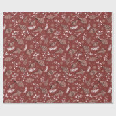 Whimsical Christmas Scandinavisch Botanisch Rood Cadeaupapier (Vlak)