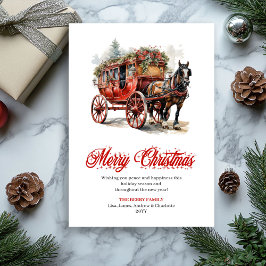 Whimsical Christmas scene editable greeting card Feestdagenkaart