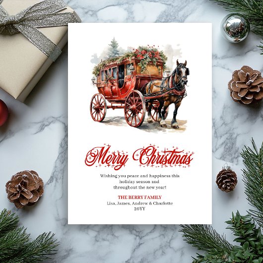 Whimsical Christmas scene editable greeting card Feestdagenkaart