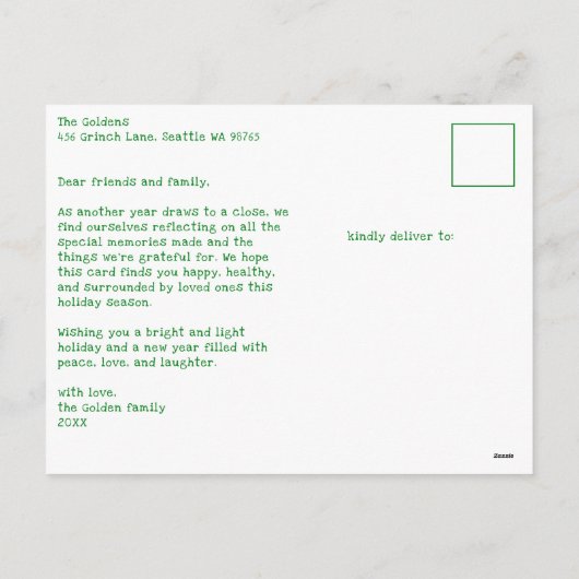 Whimsical Christmas Schattige Custom Arch FOTO Feestdagenkaart (Achterkant)