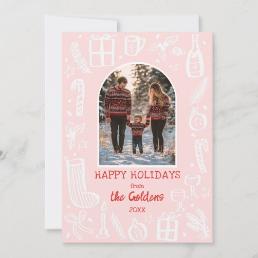 Whimsical Christmas Schattige Custom Arch FOTO Feestdagenkaart (Voorkant)