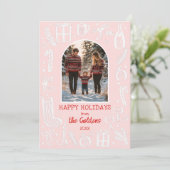 Whimsical Christmas Schattige Custom Arch FOTO Feestdagenkaart (Staand voorkant)