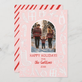 Whimsical Christmas Schattige Custom Arch FOTO Feestdagenkaart