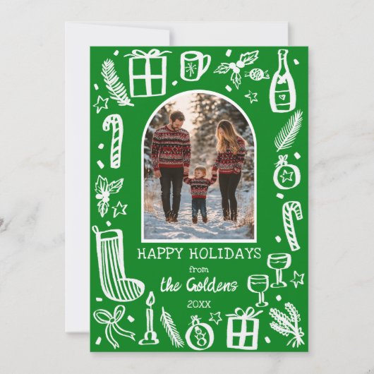 Whimsical Christmas Schattige Custom Arch FOTO Feestdagenkaart (Voorkant)