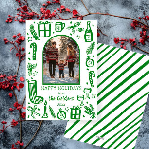 Whimsical Christmas Schattige Custom Arch FOTO Feestdagenkaart