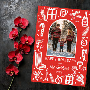 Whimsical Christmas Schattige Custom Arch FOTO Feestdagenkaart