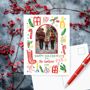 Whimsical Christmas Schattige Custom Arch FOTO Feestdagenkaart