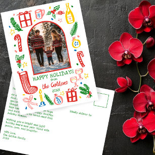Whimsical Christmas Schattige Custom Arch FOTO Feestdagenkaart