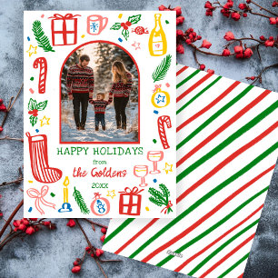 Whimsical Christmas Schattige Custom Arch FOTO Feestdagenkaart