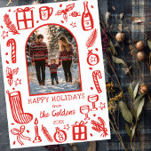 Whimsical Christmas Schattige Custom Arch FOTO Feestdagenkaart