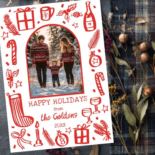 Whimsical Christmas Schattige Custom Arch FOTO Feestdagenkaart