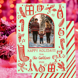 Whimsical Christmas Schattige Custom Arch FOTO Feestdagenkaart