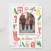 Whimsical Christmas Schattige Custom Arch FOTO Feestdagenkaart (Voorkant)