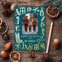 Whimsical Christmas Schattige Custom PHOTO GOLD