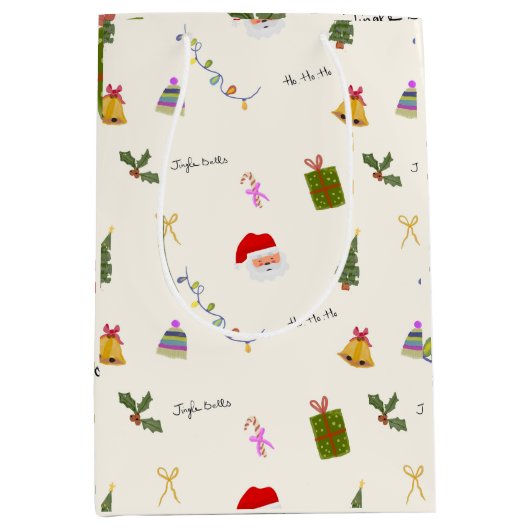 Whimsical Christmas Seamless Pattern  Medium Cadeauzakje (Voorkant)
