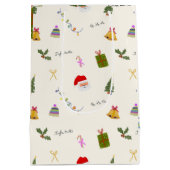 Whimsical Christmas Seamless Pattern  Medium Cadeauzakje (Achterkant)