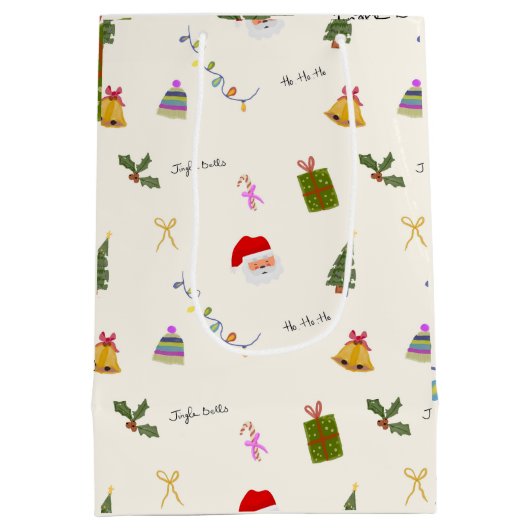 Whimsical Christmas Seamless Pattern  Medium Cadeauzakje (Achterkant)