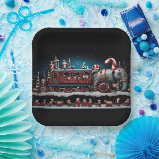 Whimsical Christmas Snoep Train 1 Papieren Bordje (Feest)