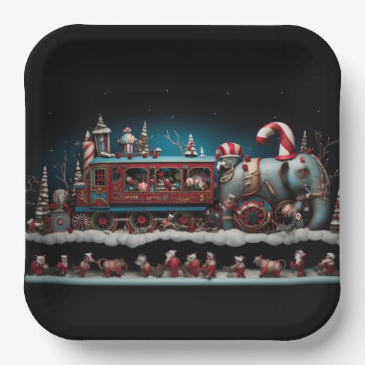 Whimsical Christmas Snoep Train 1 Papieren Bordje (Voorkant)