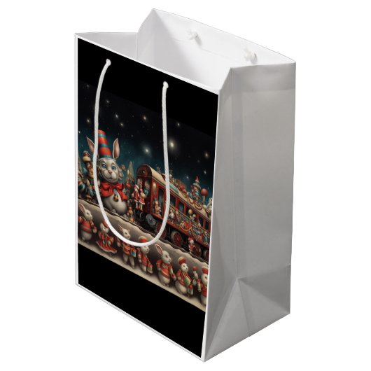 Whimsical Christmas Snoep Train 2 Medium Cadeauzakje (Achterkant Gekanteld)