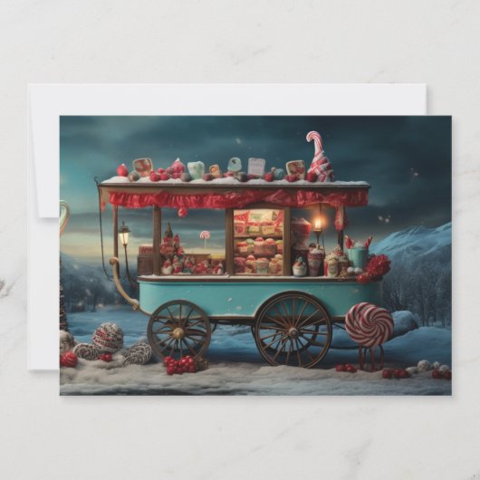 Whimsical Christmas Snoep Winkelwagen 1 Feestdagenkaart (Voorkant)