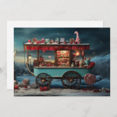 Whimsical Christmas Snoep Winkelwagen 1 Feestdagenkaart (Voorkant / Achterkant)