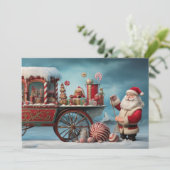 Whimsical Christmas Snoep Winkelwagen 4 Feestdagenkaart (Staand voorkant)