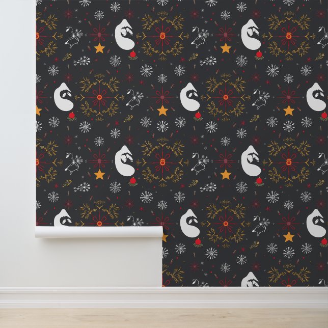 Whimsical Christmas Snowflake Design Behang (Applicatie)