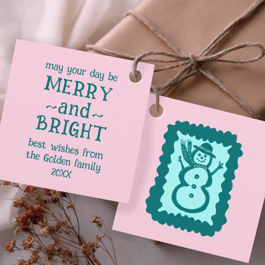 Whimsical Christmas Snowman Cute Holiday Gift Bedankjes Labels
