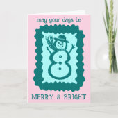 Whimsical Christmas Snowman Merry & Bright Holiday Kaart (Voorkant)